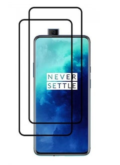 Buy 2Pack OnePlus 7T Pro Screen Protector Tempered Glass 6.67 inch Clear/Black in UAE