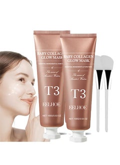 Buy T3 Collagen Pestlo Mask, Pestlo Baby Collagen Glow Mask, Pestlo T3 Collagen Mask, T3 Collagen Peel Off Mask, Korean Skin Care Facial Mask, Anti Wrinkle Firming Face Masks (2PC) in Saudi Arabia