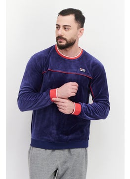 اشتري Men Sportswear Fit Long Sleeve Training Sweatshirt, Medieval Blue/Red في الامارات