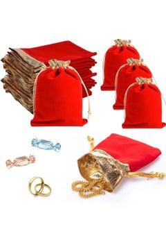 اشتري 30-Piece Red Dust Proof Drawstring Storage Pouch Bag Reusable Flannel Shoe Gifts Jewelry Clothes Storage Pouches Space Saver Organizer For Travel Household في الامارات