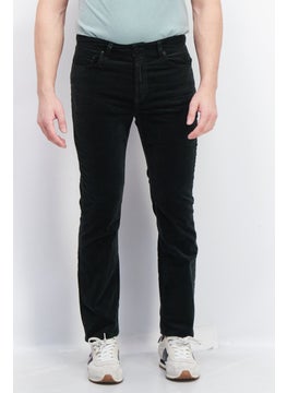 اشتري Men Slim Fit Plain Velvet Non Stretchable Jeans, Dark Green في الامارات