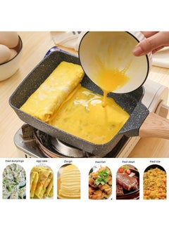 Buy 1 Pack Black 5.9*7.28 Inch Tamagoyaki Pan Square Japanese Omelette Pan, Nonstick Egg Roll Pan, Rectangular Frying Pan Wooden Handle Kitchenware in Saudi Arabia