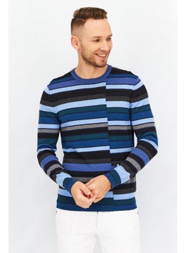 اشتري Men Crew Neck Stripe Long Sleeve Sweatshirt, True Navy في الامارات