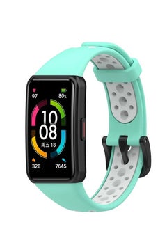 Buy Breathable Replacement Strap Smart Watchband Bracelet For Honor Band 6 (Teal White) in Egypt