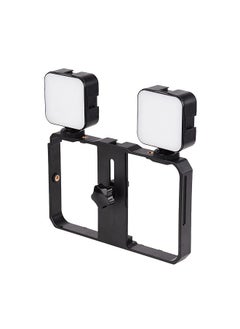 اشتري Andoer Mini LED Video Light 5W Photography Fill-in Lamp 6500K Dimmable, 2pcs + Handheld Smartphone Video Bracket Phone Stabilizer Cage with Phone Holder 3 Cold Shoe Mounts في السعودية