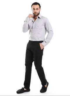 Buy Classic Regular Fit Plain Silver Shirt_Grey in Egypt