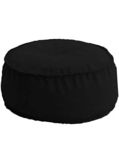 Buy Round Ottomans Floor Linen Cushion Black in Saudi Arabia