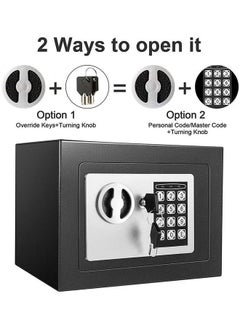 اشتري Security Safe, Digital Keypad Safe, Steel Alloy Safe, Store Documents, Cash, Jewelry, Suitable for Home/Office/Hotel (Black) في الامارات