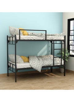 Buy Steel Bunk Bed With Heavy Duty Metal Platform Black 120x196x96cm in UAE