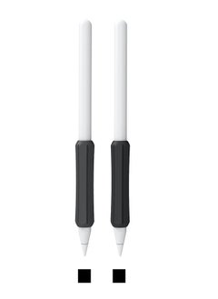 Buy Silicone Grip Holder (2 Pack) for Apple Pencil 2nd Gen /1st Anti-Slip Skin Sleeve Case Compatible with Magnetic Charging and Double Tap (Black) in UAE