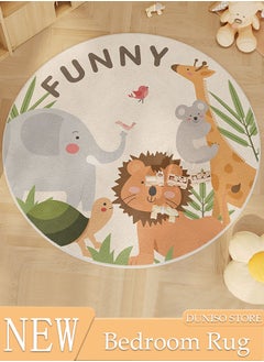 Buy Round Rug 3.3ft, Cute Animals Large Non Slip Super Soft Plush Area Rug for Kids Room Playroom Nursery Bedroom, Educational Washable Circular Floor Mat for Home Room Decorative (Zoo) in UAE