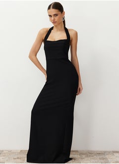 اشتري Black Fitted Off Shoulder Neckline Woven Long Evening Dress TPRSS24AE00083 في مصر