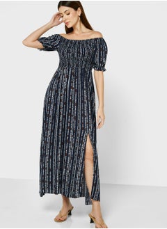 Buy Off Shoulder Printed Dress in UAE