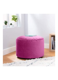 Buy Velvet Round Bean Bag Pouffe - Dark Pink in Saudi Arabia