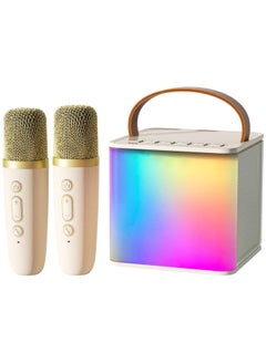 Buy Bluetooth Speaker Beige With 2 Wireless Microphones For Karaoke Play Music Portable  Voice Changing Effects LED Dancing Light Remove Original Singer's Voice For Kids Adults in Saudi Arabia