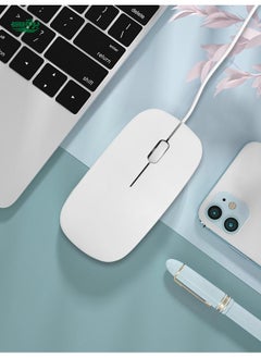 Buy 1pc White Wired Mouse Compatible With Gaming / Office / Notebook Pc, Ultra-thin & Wired & Mute in Saudi Arabia