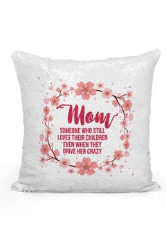 اشتري Sequin Pillow Cute Floral Mom Gift Mermaid Pillow Funny Mother defination Funny Mom Quote في الامارات