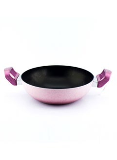 Buy Granite deep frying pan with non-stick coating pink 28 cm in Saudi Arabia