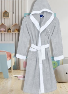 اشتري Cotton children's bathrobe with a pocket for unisex, 100% Egyptian cotton, ultra-soft, highly water-absorbent, color-fast and modern, ideal for daily use, resorts and spas, size 12 في الامارات