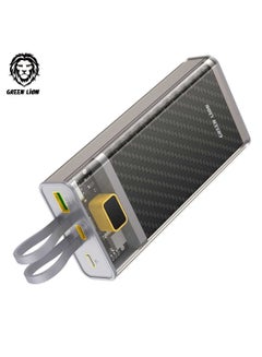 Buy Green Lion Transparent 2 Power Bank with Integrated Cables 20000mAh PD 20W - Gray in UAE