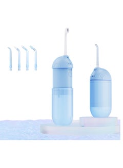 Buy Cordless Water Flosser Portable, Dental Oral Irrigator 3 Modes & Pull-Out Type Detachable Tank, 5 Tips & 1 Water Toothbrush,  Magnetic Suction Charging, Adjustable IPX7 Waterproof, Blue Dental Oral Ir in UAE