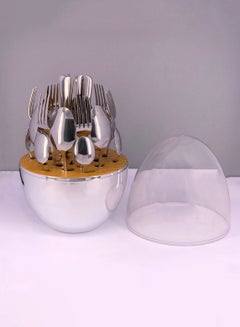 Buy 24-Piece Stainless Steel Cutlery Set Silver/Clear in Saudi Arabia