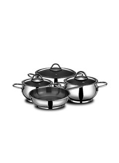 Buy 7-Piece Stainless Steel Cookware Set With Stainless Steel Glass Lid in Saudi Arabia