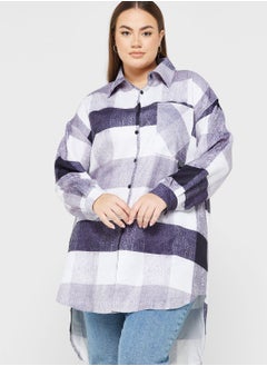 Buy Colourblock Check Detail Longline Shacket in UAE