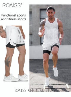 Buy Men Functional Sports Fitness Pants Double Layer Skin Friendly Fabric Breathable Wear Resistant Quick Drying Material Training Pants Lined with Pockets in UAE