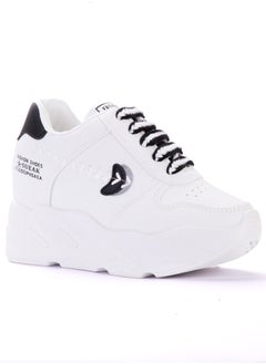 Buy KO-75 Leather High Heel Sneakers - White Black in Egypt