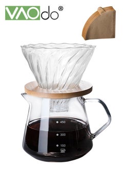 Buy 103PCS Pour Over Coffee Machine Set With Extra Large Coffee Dripper High Borosilicate Cold And Heat Resistant With 100 Pieces Of Coffee Filter Paper Unique Home Or Office Set 600ml Coffee Pot in UAE