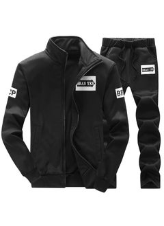 Buy Mens Trendy Hoodie Jacket and Pants Set Black in Saudi Arabia