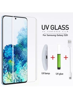اشتري Samsung Galaxy S20 UV Screen Protector 6D Tempered Glass 9H Adhesive Nano Liquid UV Glue Full Coverage Clear في الامارات