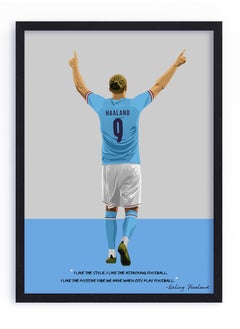 اشتري Erling Haaland Football Gift Illustration Art Poster with Frame 30x40cm في الامارات