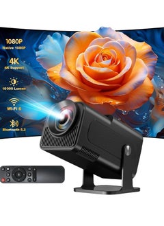 Buy "4K Mini Projector – Native 1080P Smart Projector with Android TV 11.0, WiFi & Bluetooth, Auto Keystone Correction, 10000 Lumens, 180-Degree Rotation (HY320, Black)" in UAE