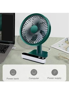 اشتري Portable Desk Fan, USB Rechargeable Battery Operated Fan with Four Speeds 24h battery life,LED Display Lower Noise,4000Mah Battery for Home, Office, Dormitory,Desktop Table Fans في السعودية