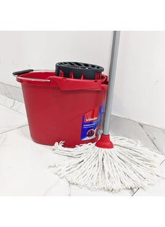 Buy Vileda Bucket And Wringer 26 x 37.5 x 26.5 Cm + Cotton Mop 10 x 6 x 153 Cm in UAE