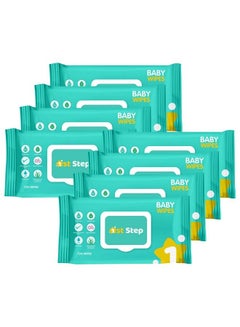 Buy Baby Wet Wipes With Lid Enriched And Aloe Vera And Jojoba Oil (72 Wipes;Pack X 8 Packs = 576 Wipes) in UAE