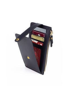 Buy Wallet for Women Slim Bifold Multi Card Case Zipper Coin Purse RFID Card Holder Blue in Saudi Arabia