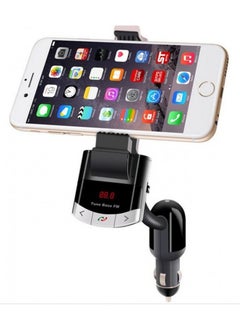 اشتري Bluetooth Phone Mount Hands-Free MP3 Player LED Screen Car Phone Holder with FM Transmitter and USB Port في الامارات