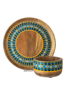 Buy Hand-carved natural wood bowl and plate set in Saudi Arabia