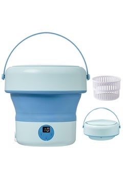 اشتري Portable Washing Machine Mini Washer with Drain Basket&LED Time, Foldable Small Washer for Underwear, Socks, Baby Clothes, Towels, Compact Laundry for Apartment, Travle في الامارات