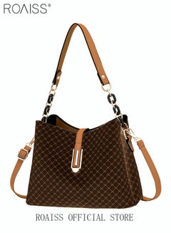 اشتري PU Leather Handbag Large Capacity Shoulder Bag for Women Coffee في الامارات