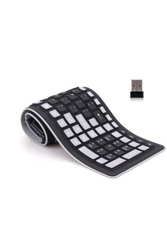 اشتري Wireless Silicone Keyboard, KASTWAVE 2.4GHz Wireless, Foldable Rollup Keyboard, Waterproof, Dustproof and Lightweight, Perfect for PC, Notebook, Laptop and Travel (Black and Grey) في الامارات