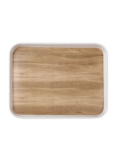 Buy Elegant Design Melamine Rectangular Serving Tray Brown and White 2 x 38 x 29 cm Y1K150029-PK044 in Saudi Arabia