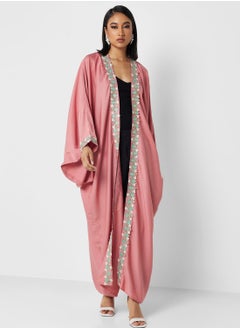 اشتري Floral Trim Abaya With Inner في الامارات