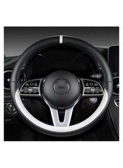 اشتري Genuine Leather Universal 15in Fit Anti-Slip & Odour-Free Car Steering Wheel Cover, Steering Wheel Cover, Nappa Leather, Fashionable Sporty Style في الامارات