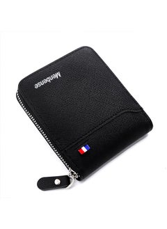 اشتري Classic Large Capacity Men's Bifold Short Wallet Coin Certificate Money Zipper Bag for Commute Business في السعودية