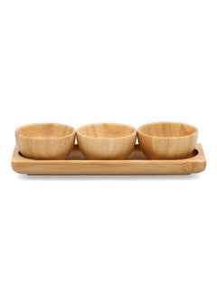 Buy 3-Piece Bamboo Dip Bowl Set Natural 20 x 7 cm G17-TX005SET in Saudi Arabia