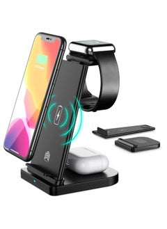 اشتري Wireless Charger Station, Detachable 3 in 1 Wireless Charging Station Apple,15W Wireless Charger Stand for Apple Watch, iPhone13/ 12/11/Pro Max X XS XR 8,Watch Series7 6 5 4 3 2 في السعودية